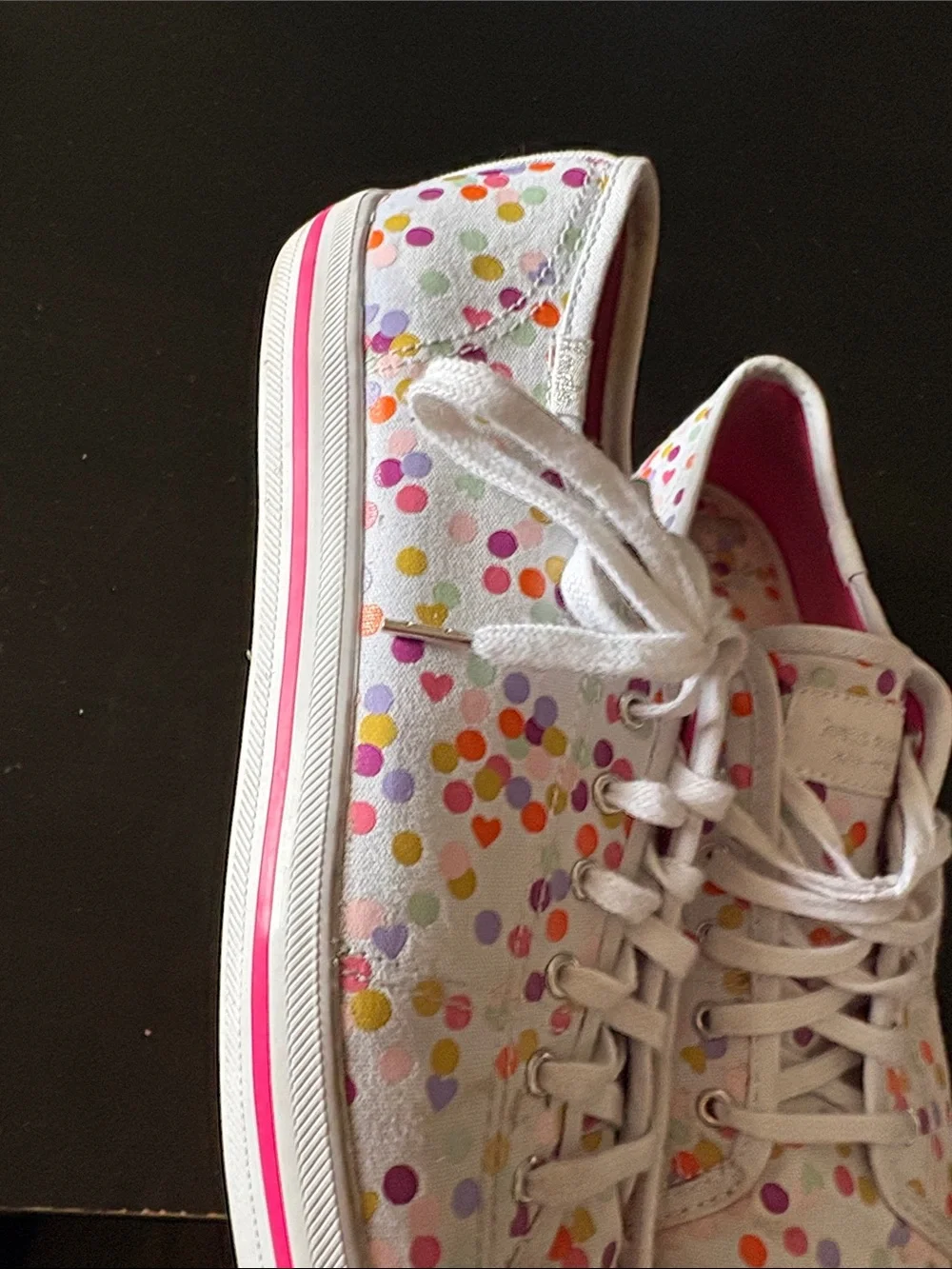 kate spade White Sneakers with Multicolor Polka Dots